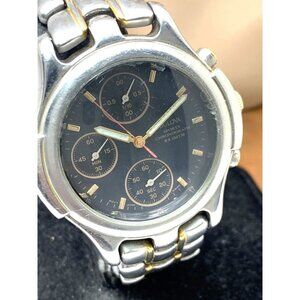 Bulova Men's Watch WM359 Sports Quartz Black Dial Two Tone Stainless Ste…